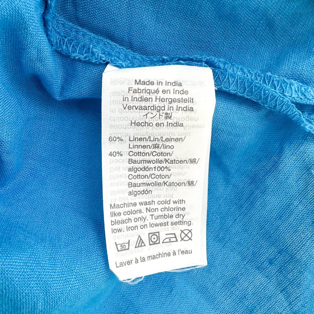 J Crew Linen Cotton Embroidered Tank Top Blue Size 2 Sleeveless Summer Blouse - Picture 5 of 5